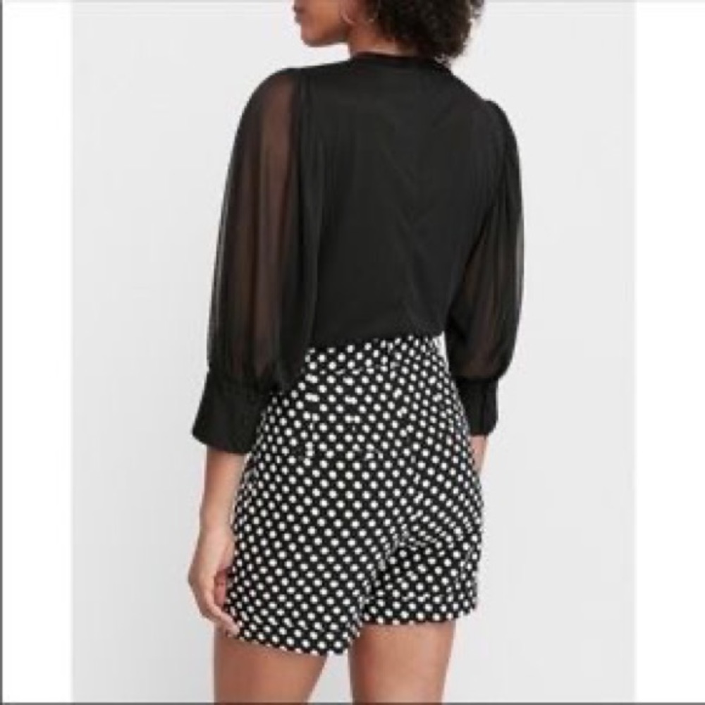 Express Bermuda Extreme High Rise Polka Dot Shorts